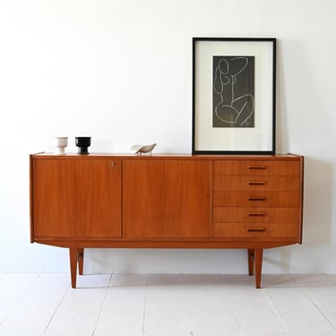 1960s Scandinavian Teak Sideboard with Locking Doors and Drawers – Mid-Century Modern 