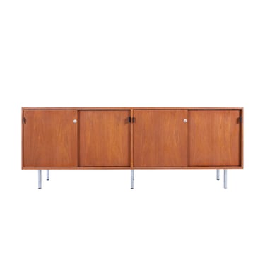 Vintage Walnut and Chrome Credenza by Florence Knoll