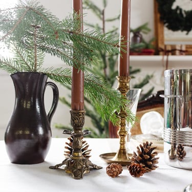 pair of vintage italian solid brass candlesticks