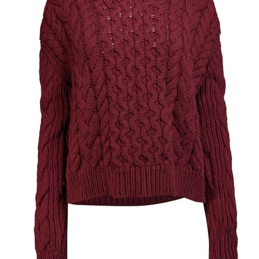 Joseph - Burgundy Merino Wool Chunky Cable Knit Sweater Sz S