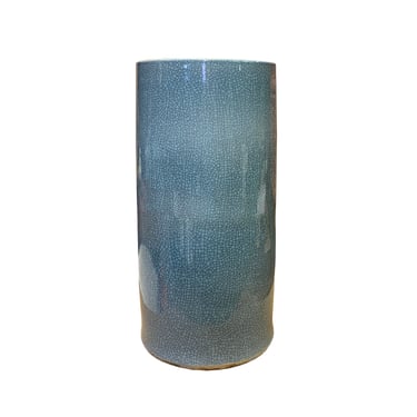 Chinese Blue Gray Porcelain Crackle Pattern Column Vase Holder ws2726E 