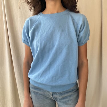 vintage pale blue raglan short sleeve sweatshirt 