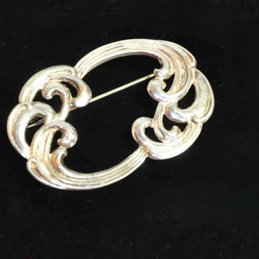 Art Nouveau Sterling Silver Brooch Antique Scroll Design Circa 1920 Mint Condition Gift for Her Bride Gift Birthday Gift 925 Pin 