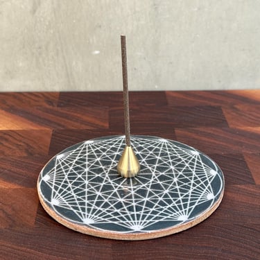 Ceramic Incense Holder - Black Metatron's Cube 