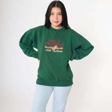 Vintage Ducks Unlimited Sweatshirt L 90s Duck Shirt Bird Nature Wildlife Conservation Sweater Graphic Pullover Crewneck Green 1990s Large 