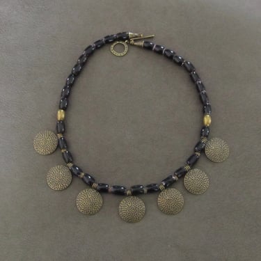 Hammered bronze statement necklace 