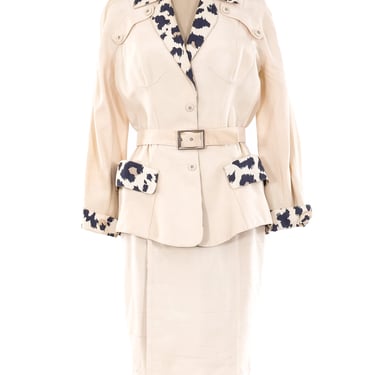 Thierry Mugler Leopard Print Trimmed Suit