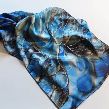 Neural Connections -  Silk Charmeuse Scarf - neuroscience scarf 