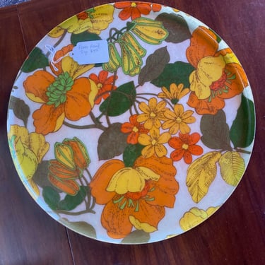 Vintage Round Orange flower Tray