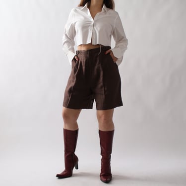 Vintage Mocha Linen Shorts - W30