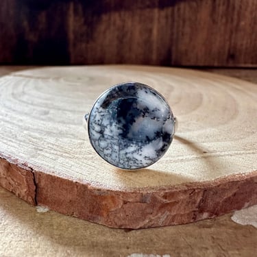 ENCHANTED DENDRITIC OPAL Sterling Silver Ring | Handcrafted in India | Nature, Balance, Growth | Size 10 