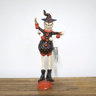 Rare Vintage Andyfaye Folkart Halloween Figure Paper Mache NWT Artist Signed 