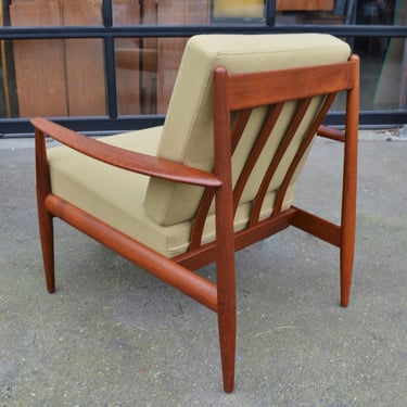 1950s Grete Jalk Teak Lounge Chair for France & Son in Camel Wool