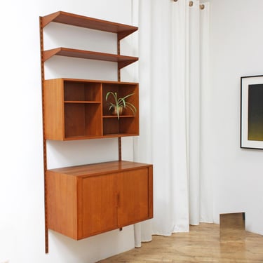 Kai Kristiansen Wall System for FM Mobler w/ Tambour Door Stereo Cabinet 