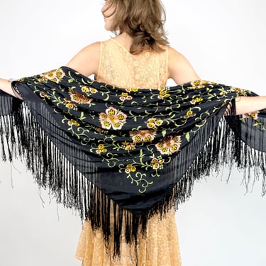 Silk Embroidered Piano Shawl