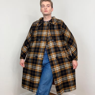 60s Plaid double-breasted coat 