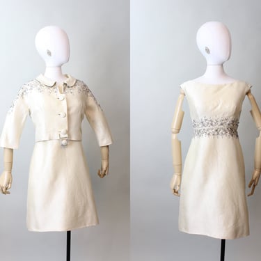 1960s VICTORIA ROYAL deadstock mod dress and jacket RHINESTONE small | new fall 