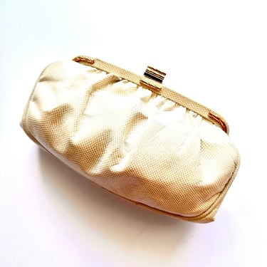 Vintage Susan Gail Leather White Shoulder Bag Snakeskin Purse Clutch Handbag 