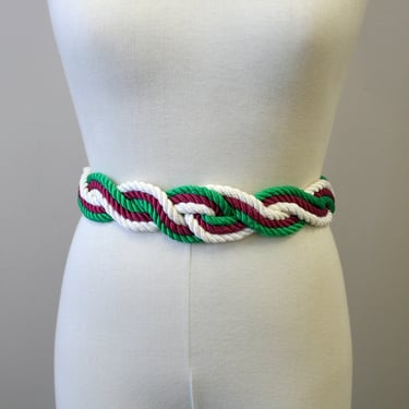 1980s Tri-Color Silk Cord Braid Tie Belt 