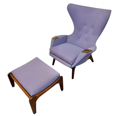 Mid-Century Modern Adrian Pearsall Walnut Wing Chair & Ottoman 