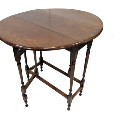Oval Dining Table | Small Antique English Oak Drop Leaf Gate Leg Table 