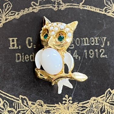 jelly belly owl pin 70s little hoot green stone lapel pin scatter brooch vintage jewelry 