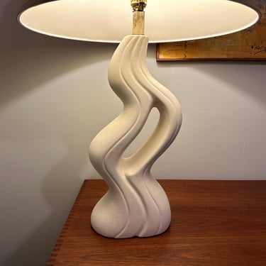 Vintage White Ceramic Organic Form Lamp, circa 1970s - Free Shipping 