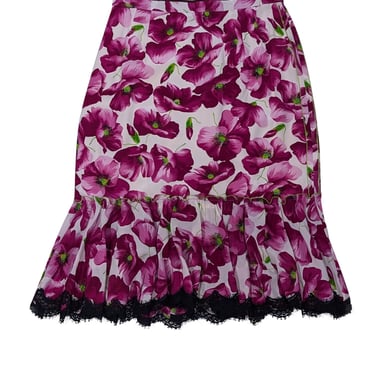 Dolce & Gabbana - Purple & Ivory Ruffled Hem Skirt Sz 6