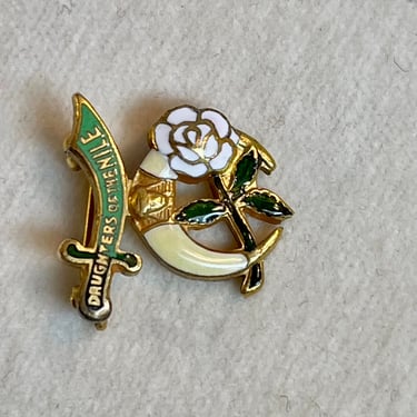 Antique Daughters Of The Nile Brooch or Pin White Rose Masons Shriners Circa 1920 14K Gold Gift for Her Birthday Gift 