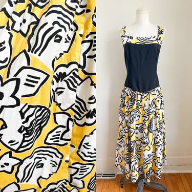 Vintage 1980s Face Novelty Print Sundress / M 