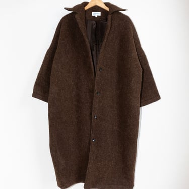 Portuguese Long Hair Wool Faro Coat in Chocolate