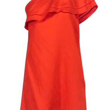 Tory Burch - Orange One Shoulder Ruffle Dress Sz S