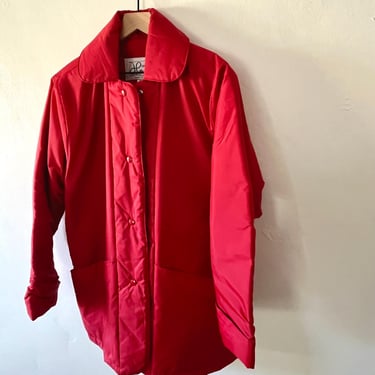 adorable vintage 80s puffer coat / haband for her red vintage jacket / nylon puffer / 60s style jacket / vintage red puffer coat / size 10 