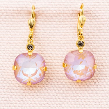 French Pink Crystal Drop Earrings