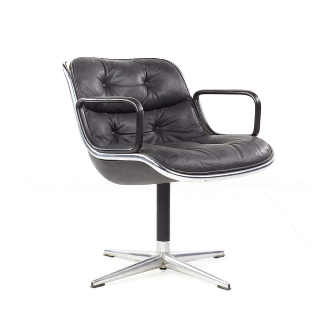 Charles Pollock for Knoll Mid Century Executive Chair, No Wheels - mcm 