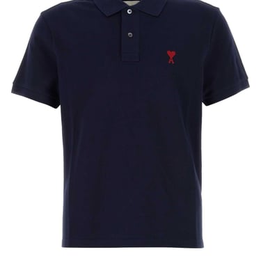 Ami Men Navy Blue Piquet Polo Shirt