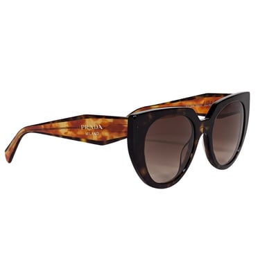 Prada - Brown Tortoise Round Cate Eye Sunglasses