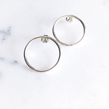 Minimal Silver Hoop Stud Earrings - Ho'ola'i, Sterling Silver Hoop Earring,Silver Stud Earring, Hoop Circle Earring,Stud Hoop Earring,Hawaii 