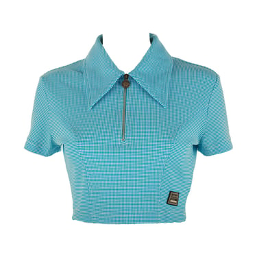 Versace Baby Blue Medusa Collared Top