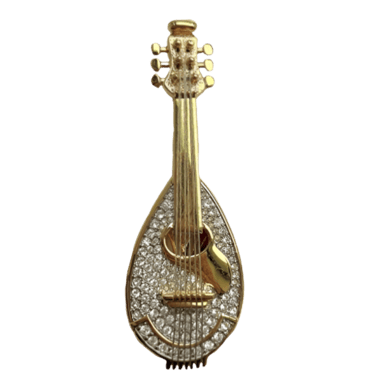 Rare Swarovski Mandolin Music Instrument Brooch