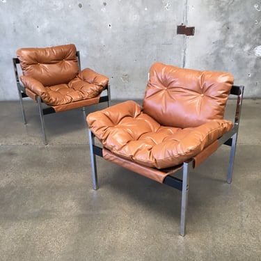 Jerry Johnson &amp; Bryan Botker For Landes Manufacturing Leather Upholstered Chairs