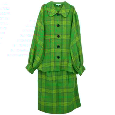 Yves Saint Laurent Setup Suit Jacket Skirt Green #M #L