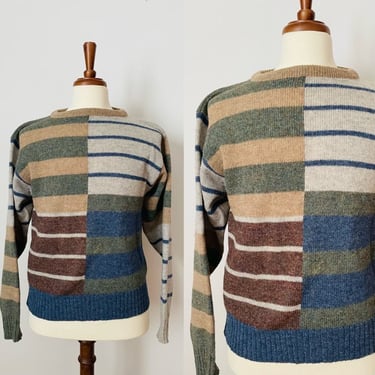 Vintage Bill Ditfort Designs Sweater / Pull Over / 1980s / Stripe / Geometric / Unisex / FREE SHIPPING 
