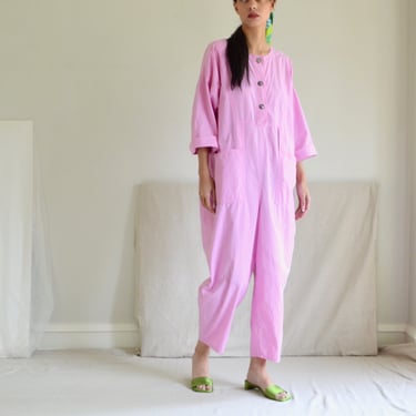 baggy cotton pink utility jumpsuit 