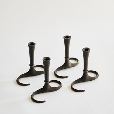 Vintage Dansk Denmark S Curve Cast Iron Candle Holders 
