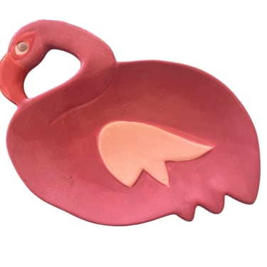 Vintage Y2K Flamingo Ceramic Ashtray Trinket Dish by Boston Warehouse 