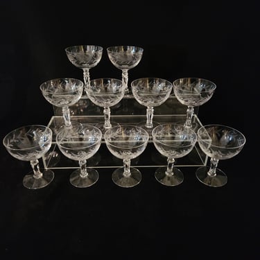SET of 11 - Fostoria 'Holly' Low Sherbet/Coupe Glasses 4.5"