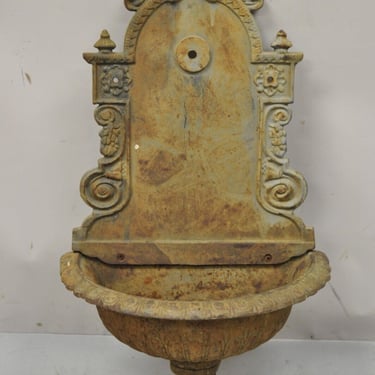 Cast Iron French Empire Neoclassical Style Outdoor Garden Wall Water Fountain