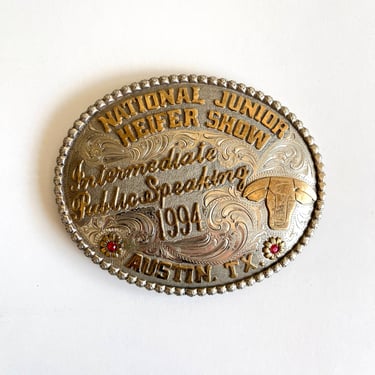 Vintage 1994 Broken Arrow Co. National Junior Heifer Show Trophy Belt Buckle 