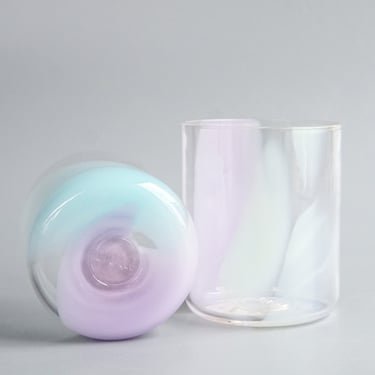 Bow Glass: Splash Cup in Mint & Lilac